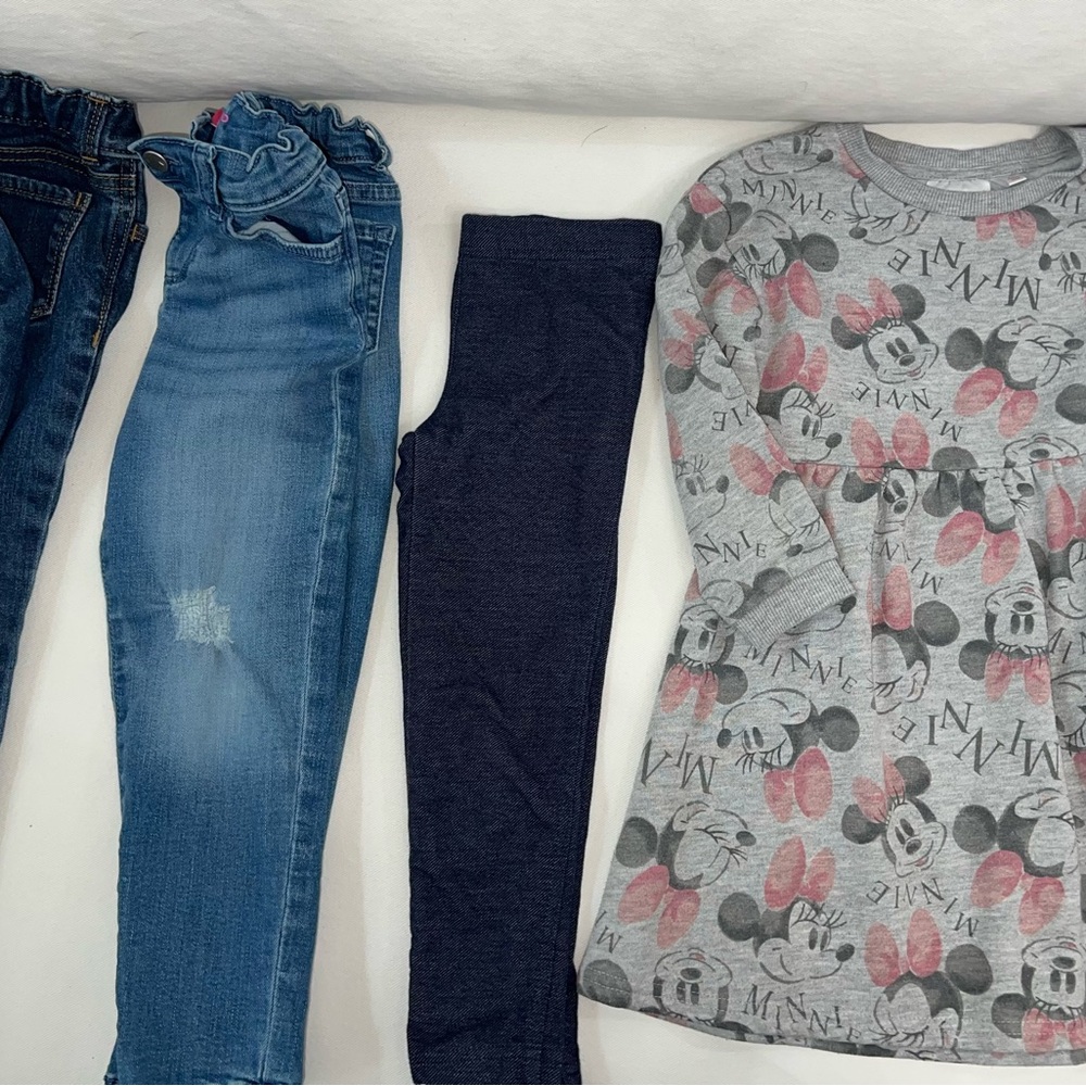 Mickey Mouse 4T Girls Dress & Jeans Bundle